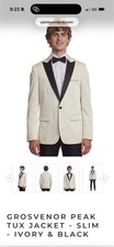 Paisley  Gray Grosvenor Slim Tuxedo Jacket One Button Peak Lapel Ivory Black