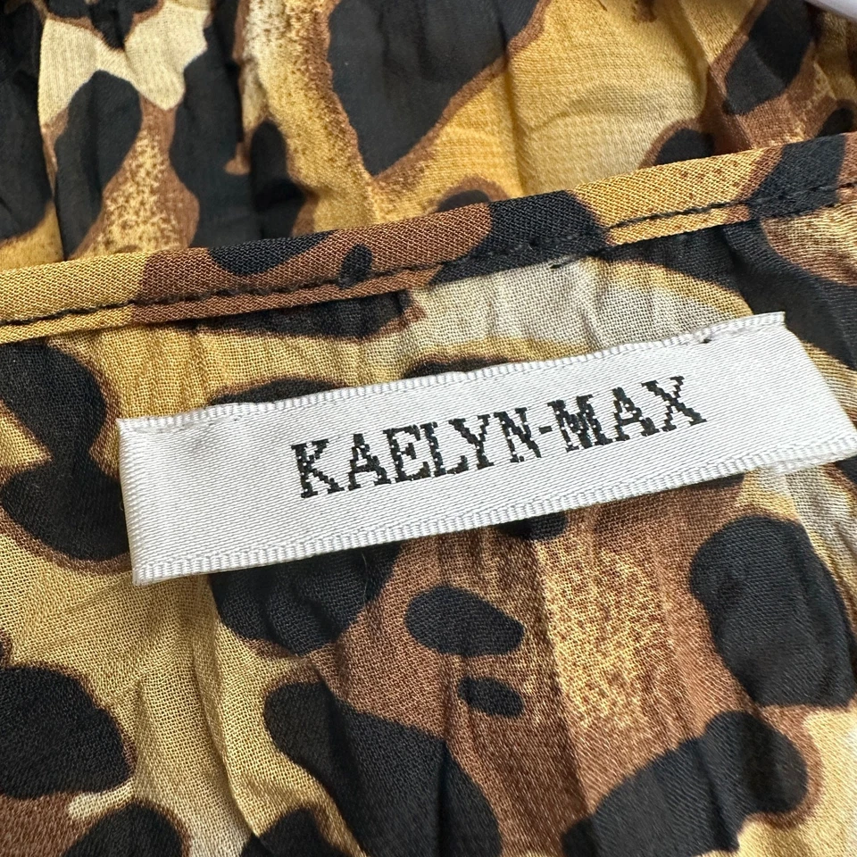 Top Kaelyn Max Mujer Volantes Manga Volantes Talla XL Leopardo Estampado Animal Dramático Foto 4 de 4
