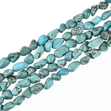 30 Inch(2 Strands) 6-8mm Turquoise Gem Stone Free Form Nuggets Spacer Semi Pr...