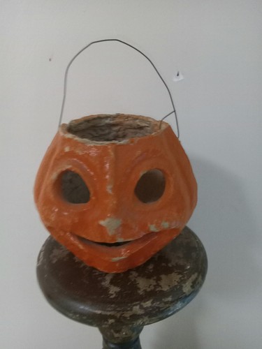 Vintage Paper Mache Pulp Halloween JOL Pumpkin