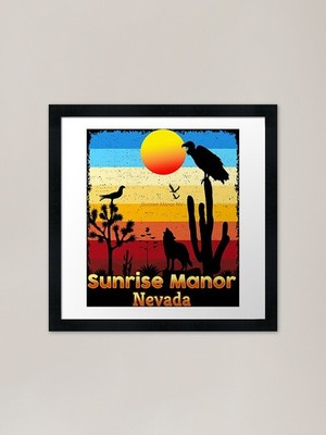 Sunrise Manor Nevada NV Cactus Vult Framed Wall Art Poster Canvas Print Picture