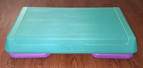 Vintage 90's The Step Original 42" Aerobic Platform with 2 Risers, Teal/Purple