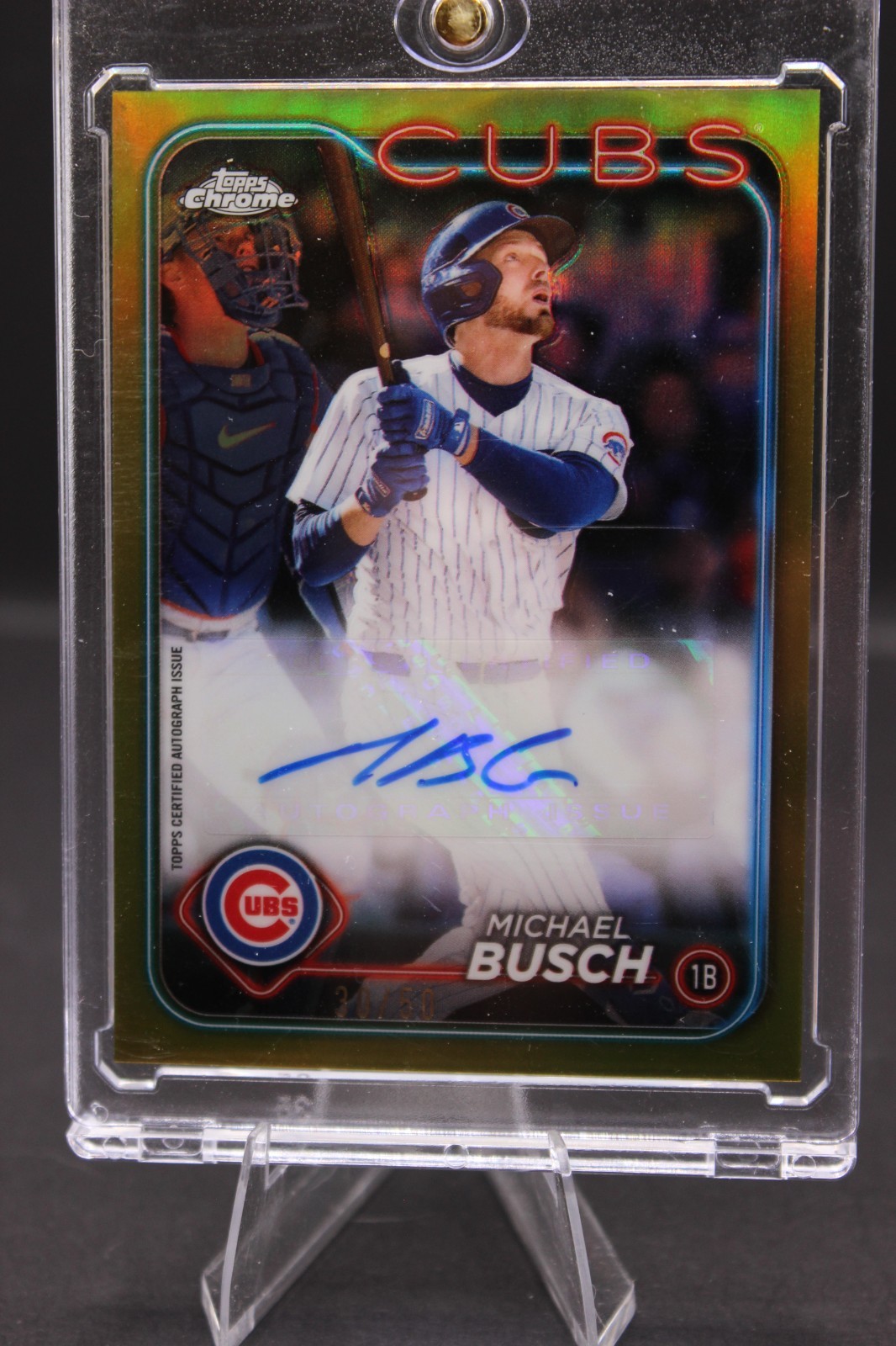 Michael Busch 2024 Topps Chrome AUTO AC-MIB Gold 30/50 Cubs Baseball