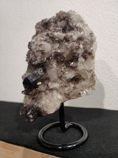 Rauchquarz Stufe 19,5cm 1,59kg, beidseitig Kristalle, Schwarz, Kristalle