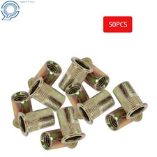 50 Pcs Precision M10 Metric Flat Head Rivet Nut Zinc Plated Steel Insert Nutsert