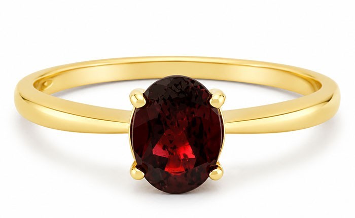 GENUINE 1.05 Cts GARNET SOLITAIRE RING SOLID 10K GOLD - Free Certificate - NWT