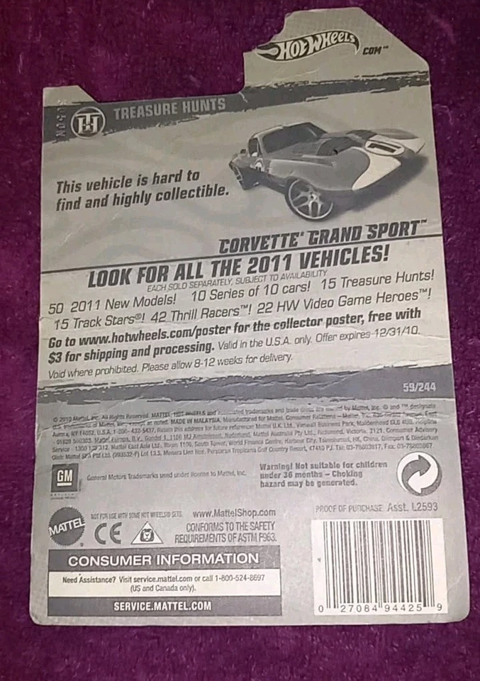 2011 Hot Wheels Treasure Hunt #9 Corvette Grand Sport - Image 3 of 3