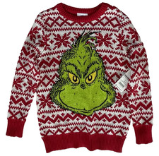 NWT Grinch Christmas Sweater Size S / 6-7 Boys Red Holiday Dr. Seuss