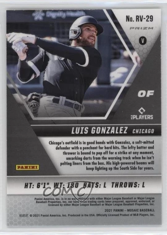 2021 Panini Mosaic Rookie Variation Quick Pitch Prizm Luis Gonzalez #RV-29 RC - Image 2 of 2