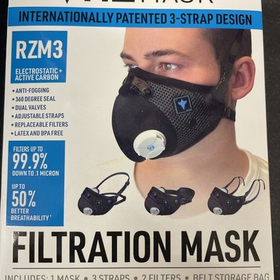 RZ Mask RZM3 - Reusable Dust Mask - 3-Strap Design - 3 New  Filters Incuded XXL