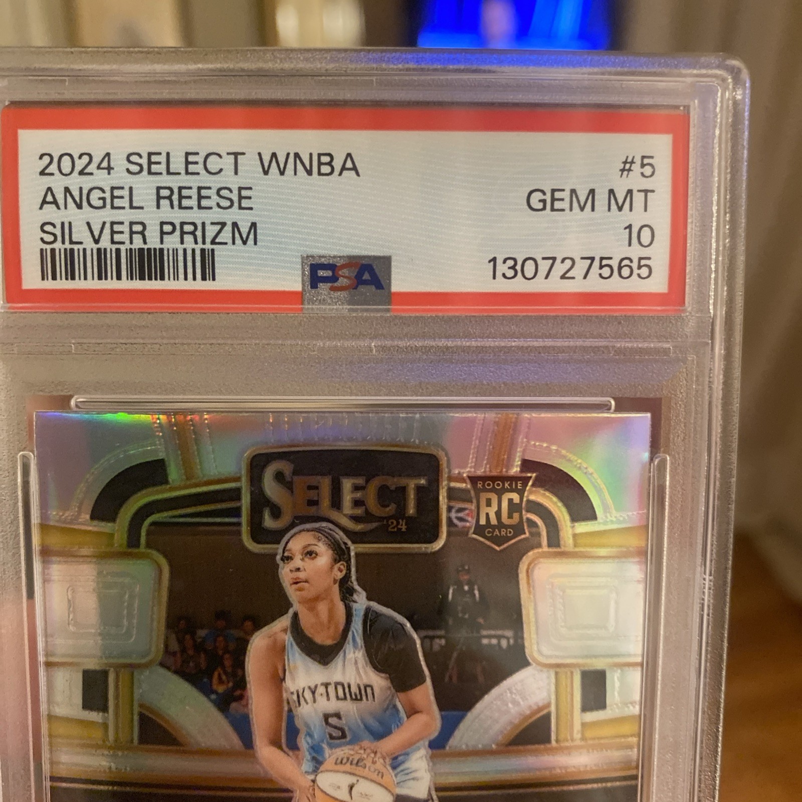 2024 Select WNBA Basketball Silver Prizm Angel Reese PSA 10 view 2