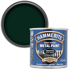 Hammerite Metal Paint Smooth Dark Green 250ml Direct to Rust for Gates