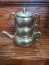 Taber & Tibbets Antiques  3 Pc Stackable Tea Set  Wallington Conn Silver Plate
