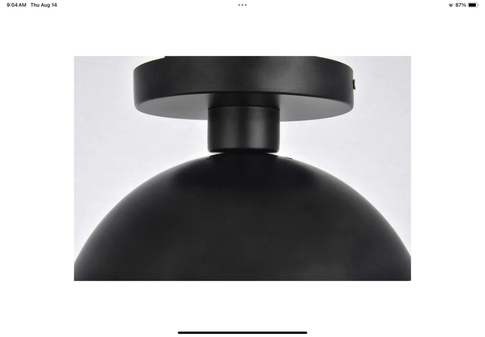 Elegant Lighting LD6066 Eclipse 1 Light 10"W Semi-Flush Globe - Black - Image 3 of 4