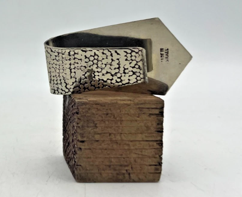 Vintage Israel Silver Money Clip with Turquoise Stone - Image 2 of 4