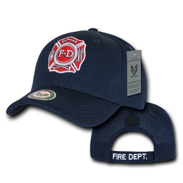 Blue Fire Dept Department Fireman Rescue Badge Mesh Baseball Cap Hat