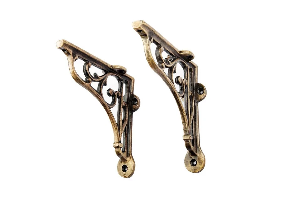 5X5 CLASSIC VICTORIAN SCROLL SHELF BRACKETS ANTIQUE BRASS - PAIR - Image 2 of 3