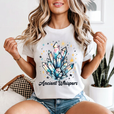 Ancient Whispers Crystals Spiritualität Damen T-Shirt Celestial Design
