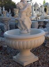 Springbrunnen 115 cm mit Brunnenfigur Gartenfigur Steinguss, Brunnen, Gartendeko