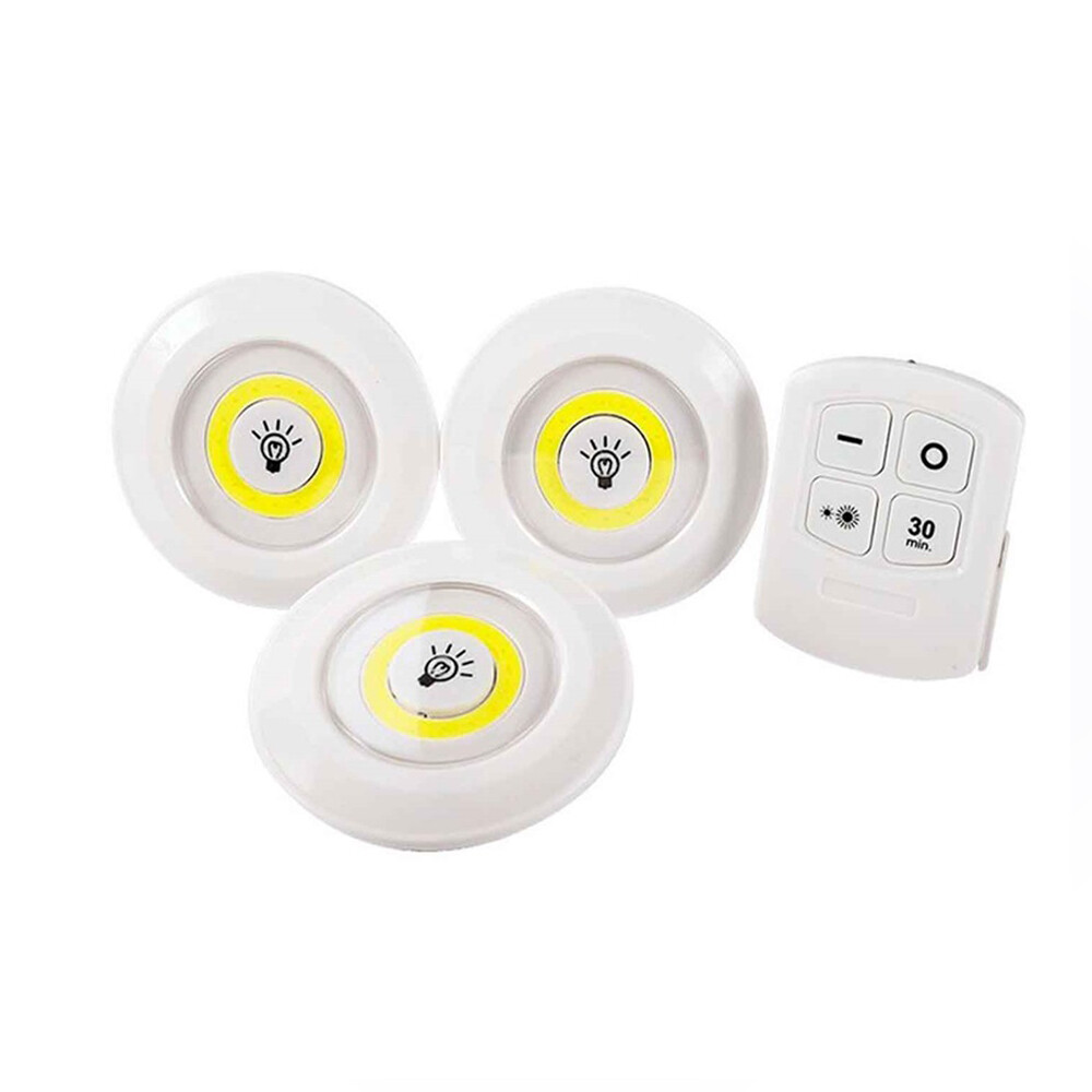 PACK 3 LUCES AUXILIAR COB MANDO ARMARIOS ESCALERA REGULADOR TEMPORIZADOR 30 MIN