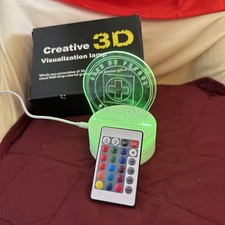 NEW NIB Creative 3D Visualization Lamp Acrylic Soccer Night Light With Remote