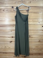 BHLDN Formal Dress Womens 22 Green One Shoulder Maxi Slit Stretch Lined B95