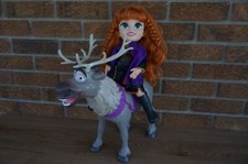 MUÑECA Disney Frozen 14" Anna Grande Posable Niño Muñeca y Paseo Sven Reno CONJUNTO