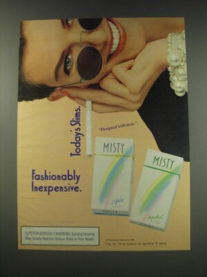 1991 Misty Slims Cigarettes Ad - Today's Slims. Fashionably Inexpensive