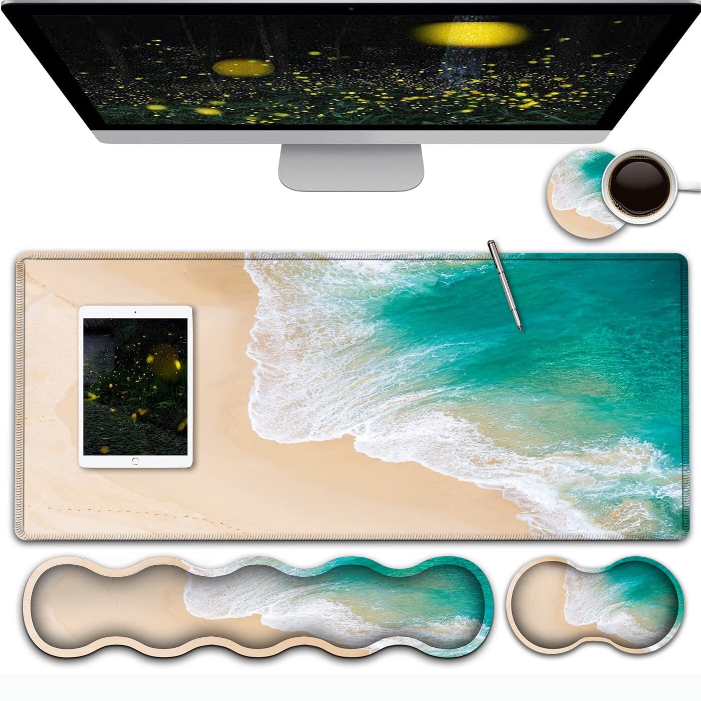 Extended Gaming Mouse Pad with Keyboard Wrist Rest 31.5x11.8 Inches-image