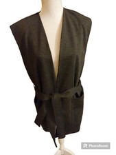 Ichi Dark Grey Sleeveless Belted Long Waistcoat With Pockets. Bnwt Rrp £64.99