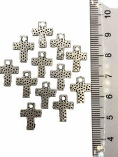 Rosary Charms Silver Tone Cross Qty:12