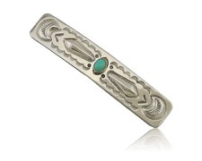Women's Navajo Hair Clip Barrette 925 Silver Turquoise Native Artist C.80s