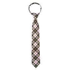 Boys' Royal Tartans Plaid 14-inch Zipper Neck Tie Black White