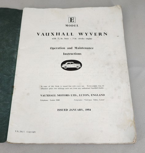 1954 FACTORY ISSUE VAUXHALL WYVERN E OWNER'S HANDBOOK - FOLD OUT WIRING DIAGRAM - Picture 3 of 11