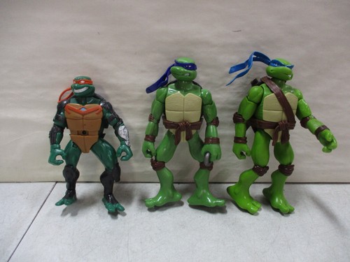 3 Modern TMNT Action Figures Donatello, Leonardo, and Michelangelo