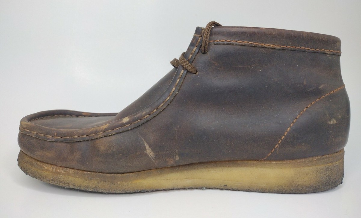 Clarks Mens Wallabee Beeswax Brown Leather Ankle Boots Shoes  display picture 1