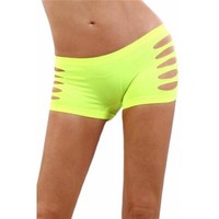 Sexy Gogo Hotpants Panties Mit Cut-Outs Clubwear Neon Gelb 34/36/38 #H2362