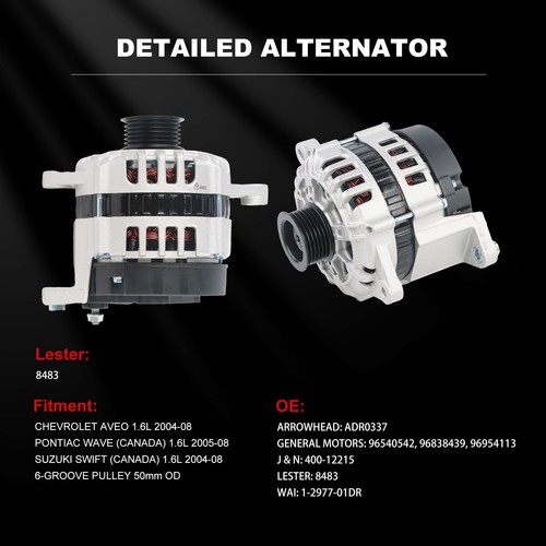 Alternator For Chevy Aveo Pontiac Wave Suzuki Swift+ 1.6L 04- 2008 96540542 8483 - Foto 5 di 22