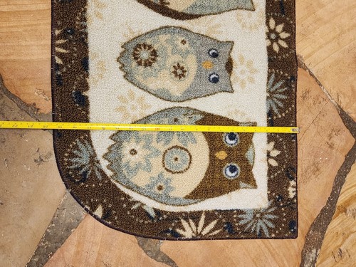Small throw rug with 3 blue & brown owls Pre Owned READ - Picture 3 of 4