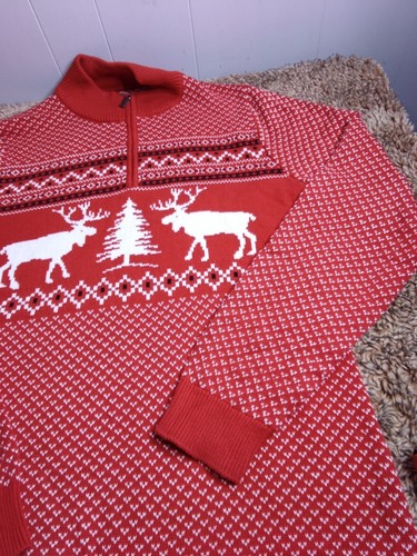 Foundry Moose Christmas Sweater 1/4 Zip Knit Pullover Sweater Big Tall Mens XLT - Picture 3 of 8