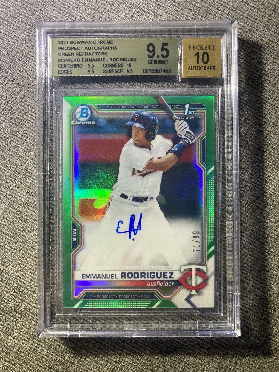 Emmanuel Rodriguez 2021 Bowman Chrome Auto Green BGS 9.5 Auto 10 