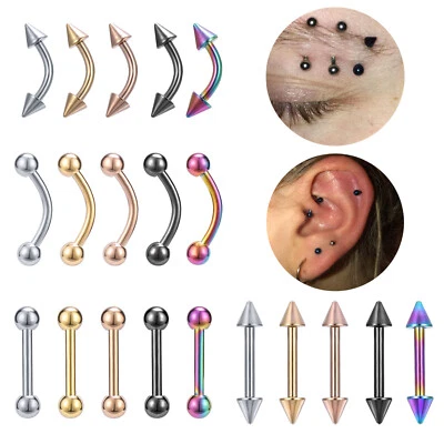 1 Pc Stainless Steel Eyebrow Ring 16g Ear Helix Tragus Piercing Barbell Jewelry - Image 1 of 4