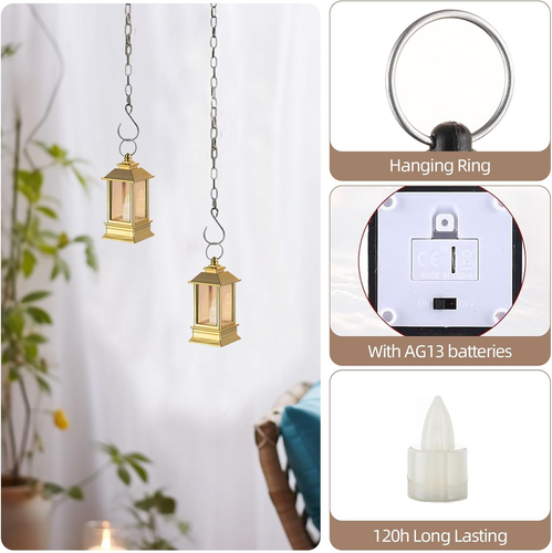 24 Pcs Mini Lanterns for Centerpieces: Gold Lanterns Decorative Indoor Bulk for - Picture 3 of 8