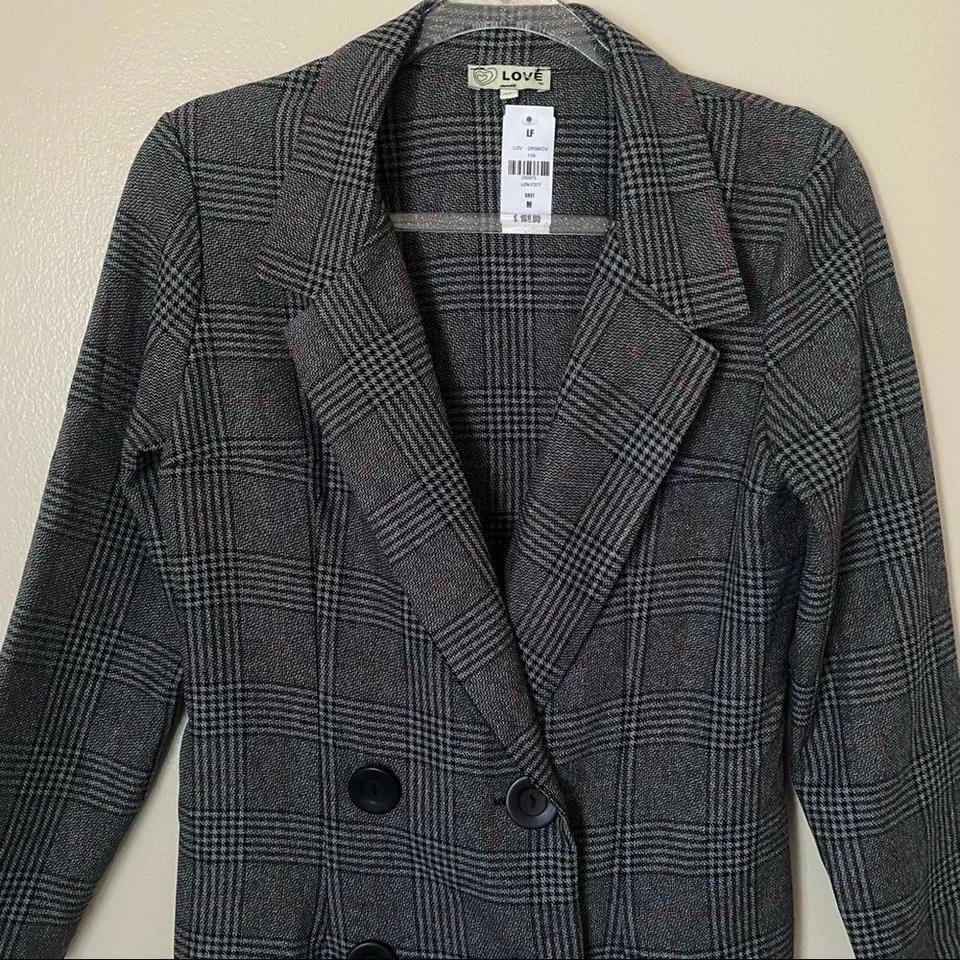 LF the brand Love Women's Size Medium 6-Button Gray Houndstooth Blazer - Image 3 of 4