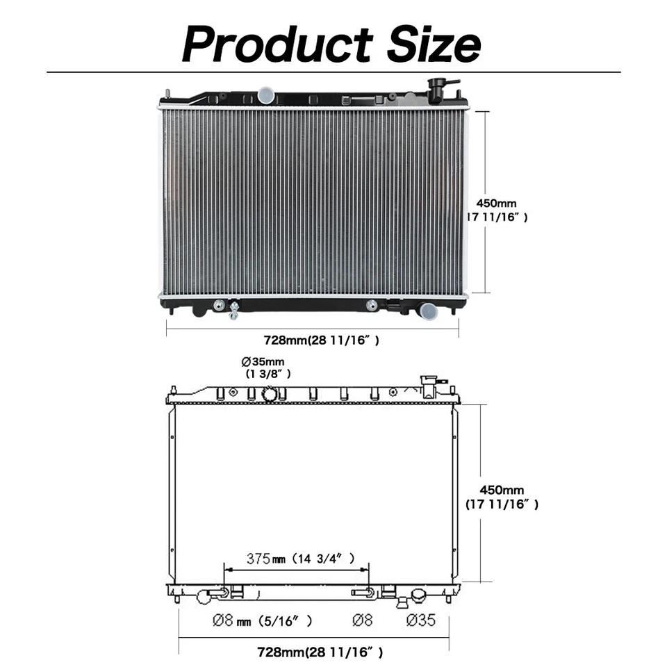 Radiador para Nissan Murano S SE SL 2003-2007 3,5 L V6 DPI 2578 con enfriador de aceite Foto 3 de 4