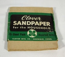 Vintage Clover Mfg Sandpaper Sandpaper Assorted Grits Hardware Item - Norwalk CT