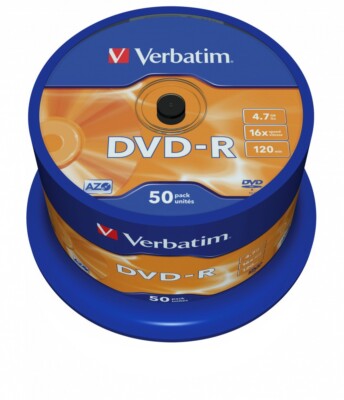 Verbatim DVD-R AZO 4,7GB 16X Matt Silber Oberflächenspindel 50er Pack 43548