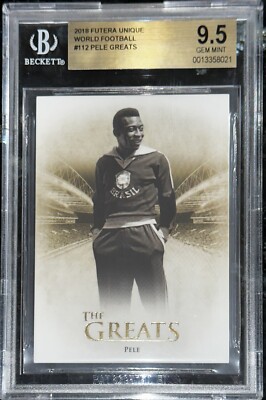 Pop 1 of 6! 2018 PELE FUTERA UNIQUE WORLD FOOTBALL GOLD FOIL #112 BGS 9.5 prizm