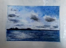 Franz Ehmke *1928-2018 Pastel Ddr Wandlitz Lake Sky Clouds Brandenburg Sign.