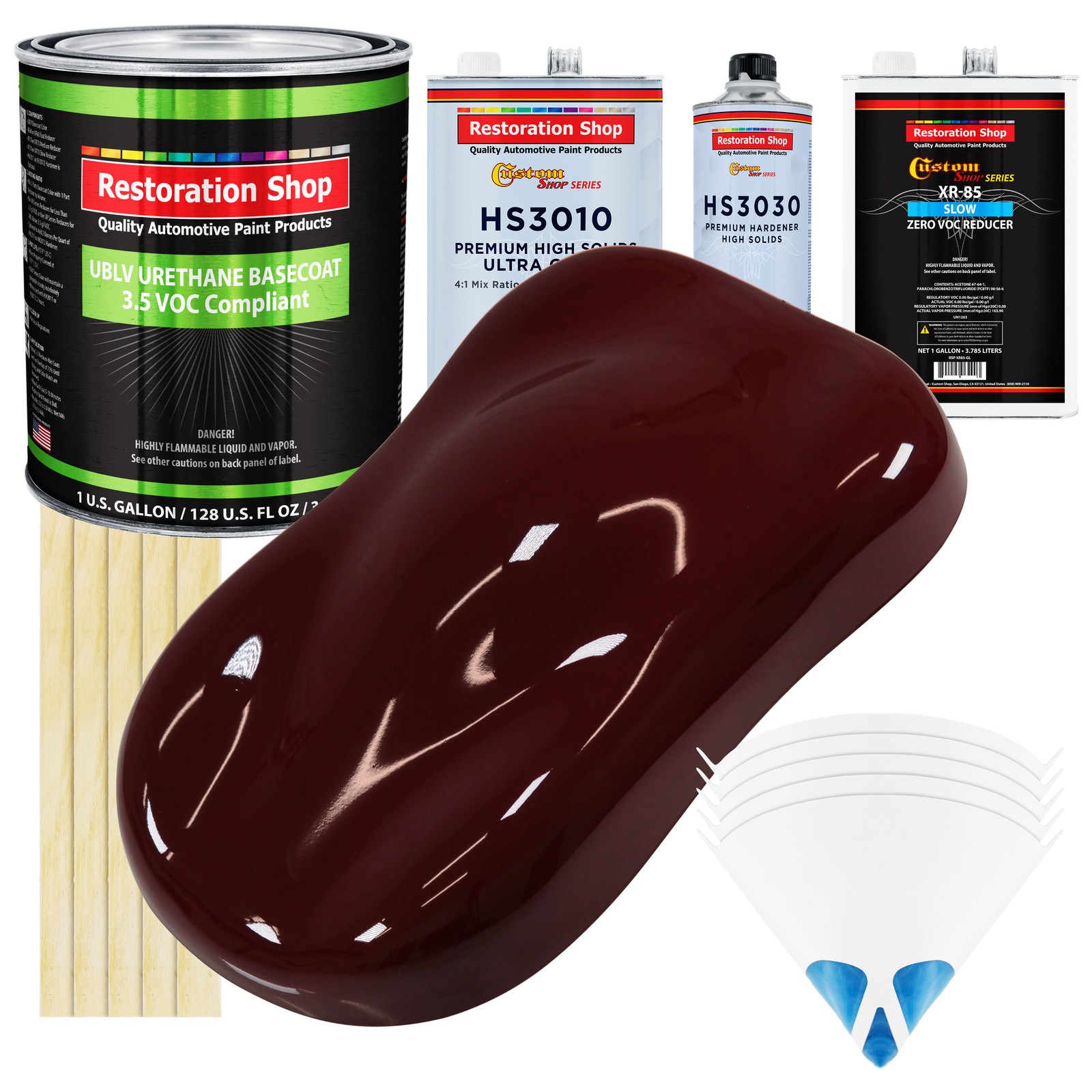 Carmine Red Low VOC Slow Premium Urethane Basecoat Clearcoat 1 Gallon Kit